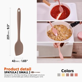 Platinum Silicone Spatula – BPA Free Silicone Spatula for Cooking – Heat Resistant Cooking Utensils for Non Stick Pans – One-Piece Spoonula for Baking, Mixing & More – Kitchen Scraper 9.3” Taupe Brown