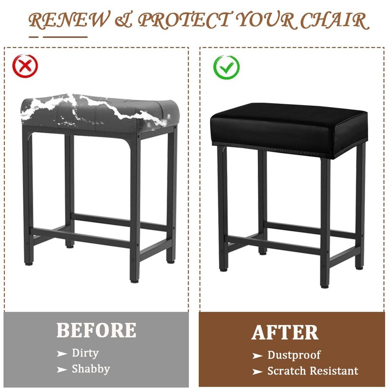 Levoberg Bar Stool Cover Rectangle Waterproof PU Counter Height Barstool