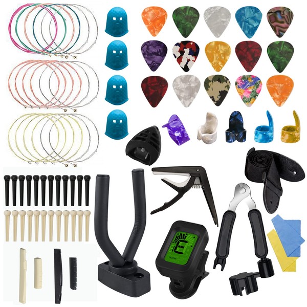 Yumzeco Guitar Accessories Kit, 78 Pcs with Guitar Wall Mount,Guitar