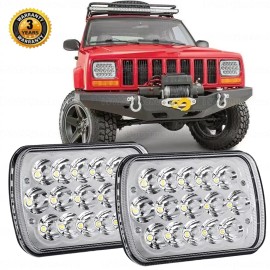 Unbranded For Jeep Cherokee XJ 1984-2001 Pair 7x6 Inch LED Headlights Sealed High/Low Beam