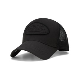 Von Dutch Classic Trucker Hat - Retro Snapback Cap for Men and Women - Adjustable Fit Panel, Breathable Mesh Rear, Curve Bill, Size One Size, Black/Black