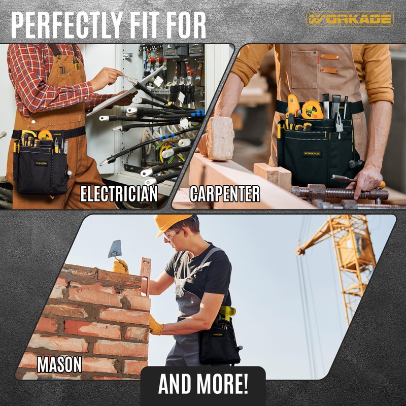WORKADE Heavy Duty 8-Pockets Single Side Tool Belt for Men