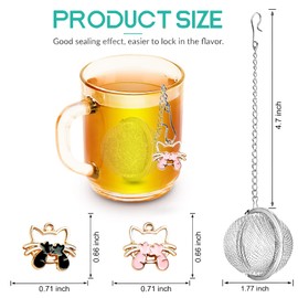 2pcs Tea Infuser,Loose Leaf Tea Steeper Tea Strainer with Cute Cat Charm Stainless Steel Tea Ball Tea Diffuser Tea Infusers for Loose Tea