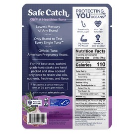 Safe Catch Elite Lowest Mercury Wild-Caught Tuna Fish Pouch, Garlic Herb Flavor, Gluten-Free, Paleo, Non-GMO, High Protein, Keto Food, 2.6oz, Pack of 12