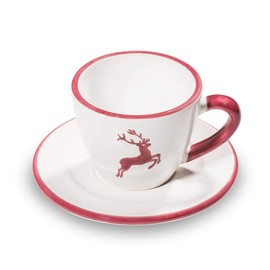 GMUNDNER KERAMIK Espresso for you Gourmet Crockery Set, Bordeaux Red Deer Tableware, Handmade in Austria