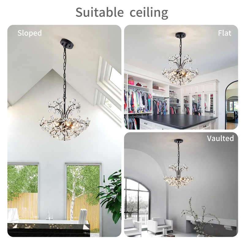 WUZUPS Crystal Chandelier Pendant Flushmount Ceiling Light Modern Lighting Fixture