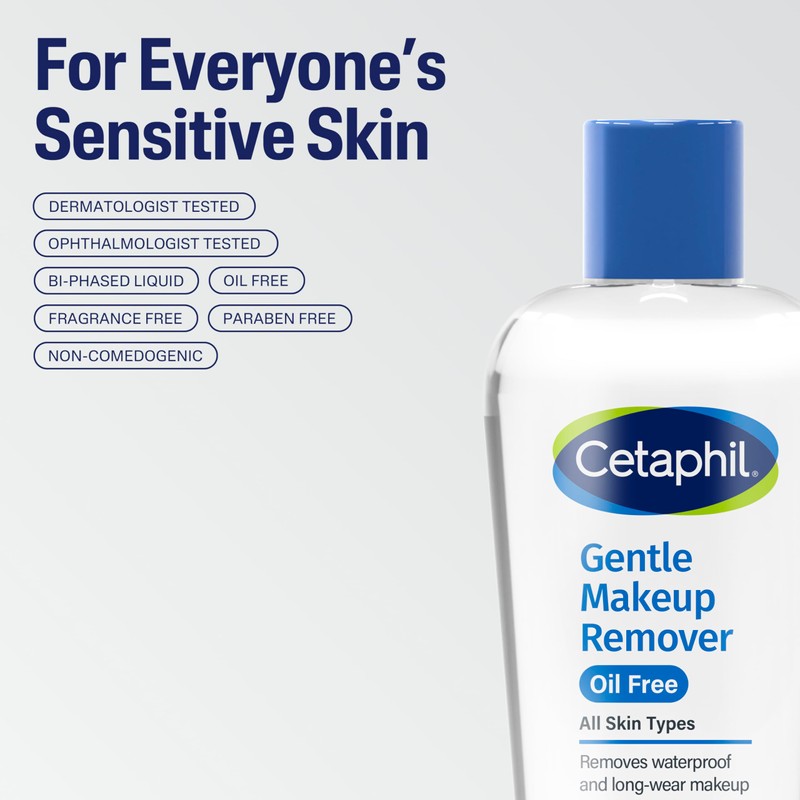 Cetaphil Gentle Waterproof Makeup Remover, Oil-Free Formula Suitable for Sensitive
