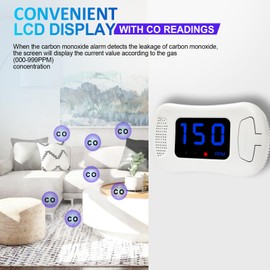 3 Packs Carbon Monoxide Detectors,CO Alarm Detector Monitor Battery Operated with PPM Value Display,Carbon Monoxide Alarm with Sound &Light Warning,Accurate & Easy to Read,for Home Kitchen Office