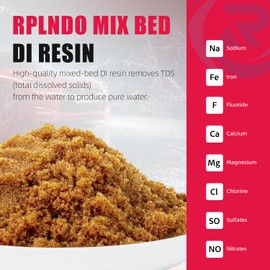 rplndo Mixed Bed Deionized Di Resin Refill for Spotless Water System for Car Wash, 5 Liters, Aquarium Filter, Deionized Car Wash, with Replacement Sand Bag&Paper Funnel
