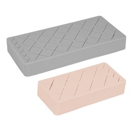 CAIRIAC 2Pcs Silicone Lipstick Holder, Cosmetics Organizer Stand, For Lipstick Cosmetics Holder Storage Box Display Stand (Medium 24 Slots Grey,Small 12 Slots Pink)