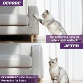 CLAWGUARD Cat Training Tape Strips – 20 Pre-Cut Double-Sided Anti Scratch Shields (12x3.5 in) – Cat Scratch Furniture Protector for Sofa & Surfaces