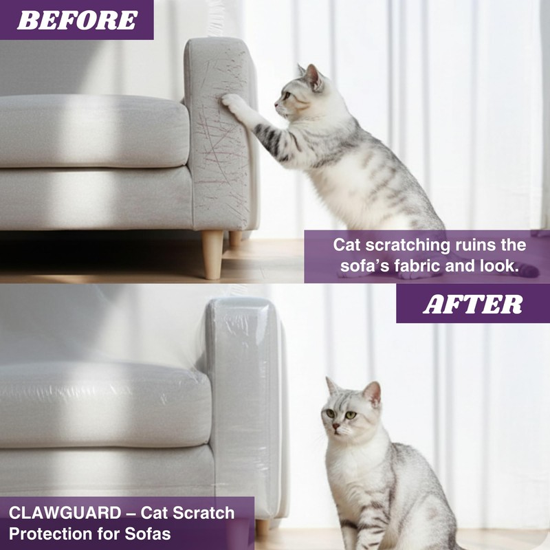 CLAWGUARD Cat Training Tape Strips – 20 Pre-Cut Double-Sided Anti