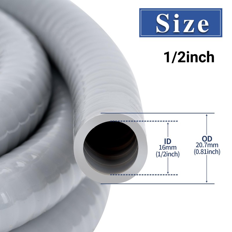 Geowaky 1/2 Inch 50 FT Liquid-Tight Conduit and Connector Kit