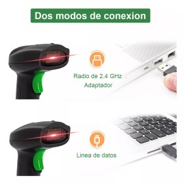 SHAWTY Lector De Código De Barras, 1D/2D Lector De Código De Barras Inalámbrico con Mini Receptor USB 2.4G para Supermercados, Restaurantes, Almacenes