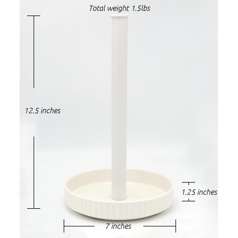 VROOMIUM Paper Towel Holder Countertop, Ceramic Base Easy-to-Clean, 1.5 lbs,
