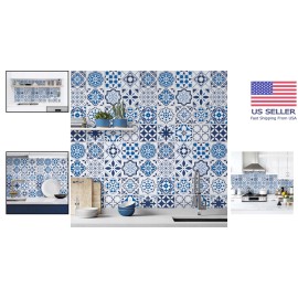 Thick Blue Glossy Contact Paper - Waterproof Self-Adhesive Wallpaper 17.7"x78.7"