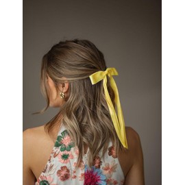 Ayesha Yellow Hair Bows Clips Bows with Long Ribbon Yellow Bows Barrettes Hair Accessories for Women Girls 4PCS