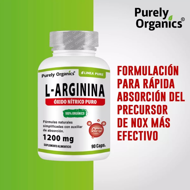 Purely Organics L Arginina Pure, Vegana, 90 Cápsulas. Purely Organics.