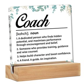 Coach Gifts for Women Men, Thank You Coach Gifts Coach Definition Clear Acrylic Desk Decorative Sign for Home Office, 4 x 4 Inches