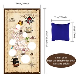 Blulu Pirate Bean Bag Toss Game with 3 Bean Bags for Kids' Halloween Pirate Theme Party Decorations