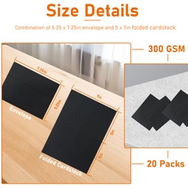 Guakicae Black Thank You Cards and Envelopes 5 x 7 Blank Printable 300GSM Folded Cardstock and A7 Envelopes Self Seal 20 packs for Wedding Invitations, Greeting Cards, Baby Shower, Birthday