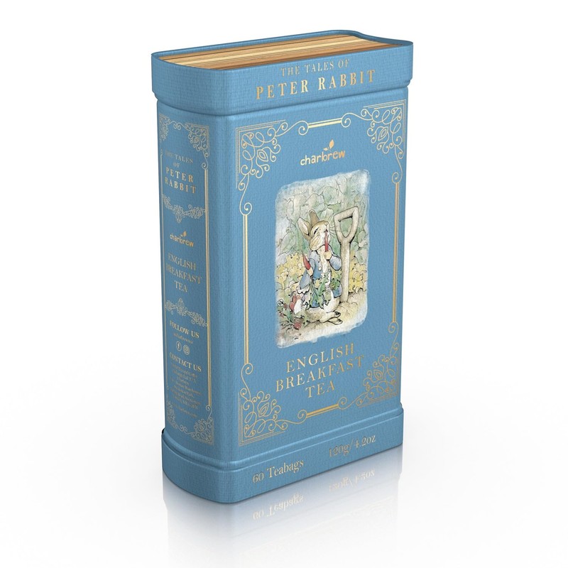 Charbrew Peter Rabbit English Breakfast Metal Tea Book Library Tin