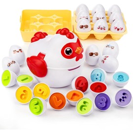 Easter Egg Matching Game - 24-Piece Educational Toddler Toys for Color & Shape Recognition | Easter Basket Stuffers for Kids