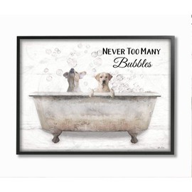 Stupell Industries Never Too Many Bubbles Quote Family Pet Dog Bath, Designed by Lori Deiter Wall Art, 11 x 14, Black Framed