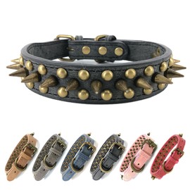 UVONOKAY Collar de Perro con púas, Protege el Cuello del Perro de Las mordeduras. - Se Ajusta a los Perros pequeños, medianos y Grandes (Sharp Black,XS)