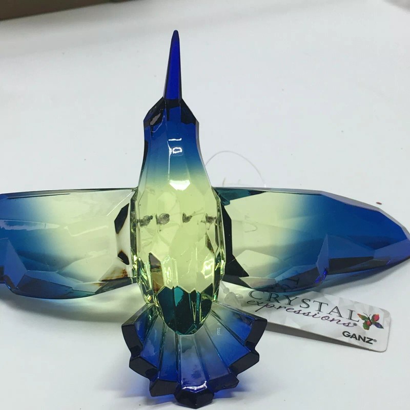 Ganz Crystal Expressions Acrylic Hummingbird Ornament Suncatcher Blue/Yellow Gr