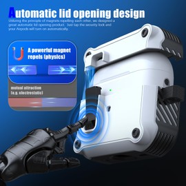 RFUNGUANGO AirPods Pro 2nd/1st Generation Case Cover with Secure Lock Clip,Automatic Pop-up Case Full-Body Shockproof Hard Protective Cover for AirPods Pro 2 Case(2023/2022/2019)-White