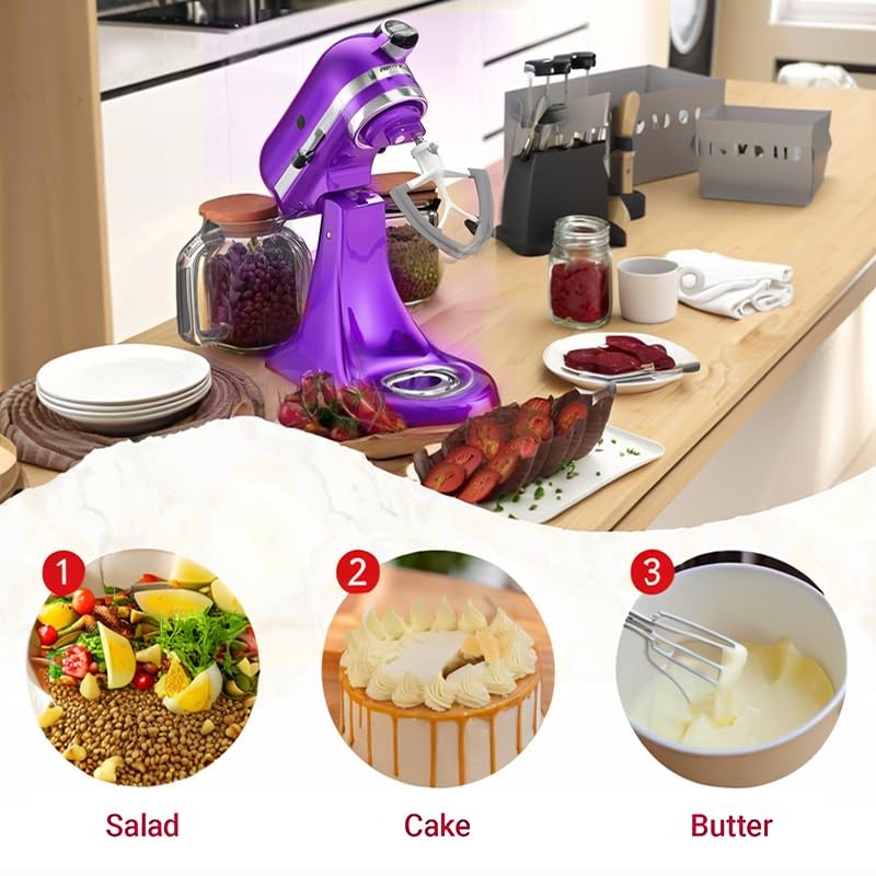 3Pcs Flex Edge Beater Dough Hook Wire Whip Kitchen Aid