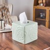 Light Green Ceramic Cube Tissue Box Cover with Rose –