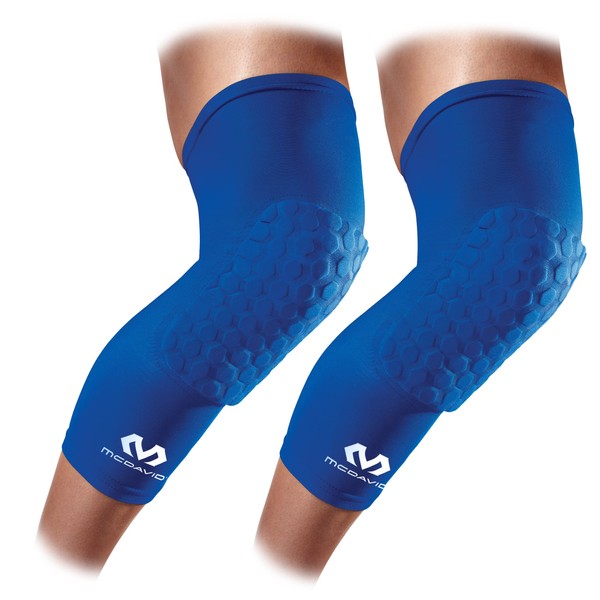 McDavid Hex Knee Compression Sleeves, Pull-On Padded Protection, Moisture Wicking (1 Pair)