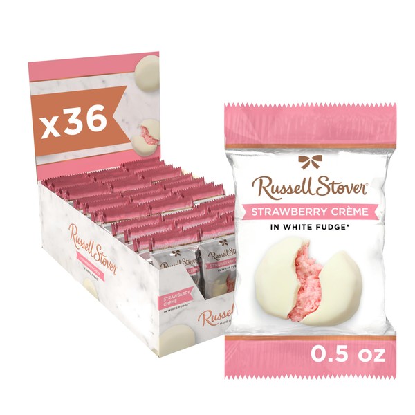 Russell Stover White Fudge Strawberry Creme - 0.5 oz (Pack of 36)