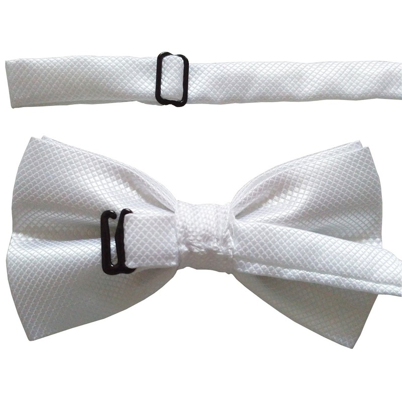 Tieworld Men's Formal Tuxedo Banded Pre-Tied Bow Tie Set, Blanco