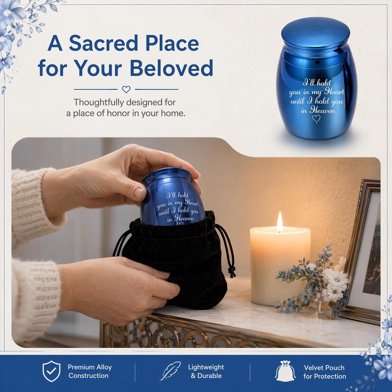 Premium Mini Keepsake Urn for Human & Pet Ashes, Small
