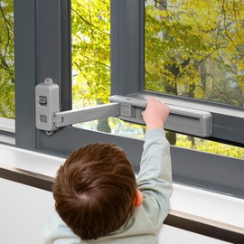 ANOMM Grey Baby Safety Window Restrictor, Adjustable Window Lock, Child Safety Window Restrictor, Child Safe Window Safety Lock for Children and Pets