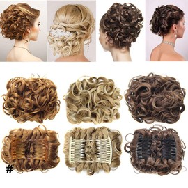 Fashion wavy hair extension hairpiece hair band updos messy bun wavy voluminous comb scrunchie ponytail