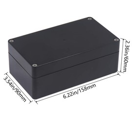 Raculety 2 Pack Project Box IP65 Waterproof Junction Box ABS Plastic Black Electrical Boxes DIY Electronic Project Case Power Enclosure 6.22"x3.54"x2.36"(158x90x60mm))