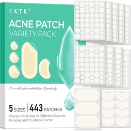 TKTK Hydrocolloid Pimple Patches (Dots, Stripes, 5 Sizes, 443 Pieces)