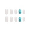 Pack of 24 White Green Plaid Nail Tips, Suitable for