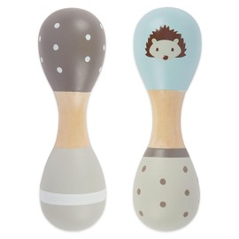 Bieco Baby Rattle Wooden Hedgehog | Dumbbell Rattle | Set of 2 | 19 cm | Children's Rattle Musical Instrument | Wooden Rattle Baby Montessori Rattle Children from 1 Year Rattle Baby 0-6 Months Rattle