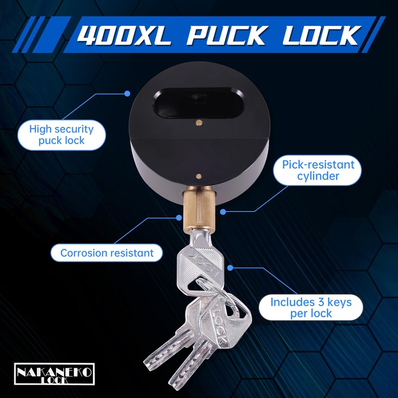 NAKANEKO 4 Pack Puck Lock Padlock Without Keyed Alike Hidden