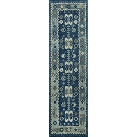 Momeni Tangier Wool Hand Tufted Traditional Indoor Area Rug, Blue, 2'3" X 8' Runner
