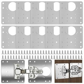 10 Pcs Placa de Reparación de Bisagras de Armario, Placa de Reparación de Bisagra de Acero Inoxidable con Agujero y Tornillos, Juego de Reparación de Puerta de Gabinete para Muebles, Gabinete, Armario