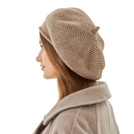 Women French Beret Hat Beanie Winter Knit Knitted Warm Wool Slouchy Paris Basque Baret Barrette Artist Cap Khaki Classic Solid Color, Boinas de Mujer, Gifts for Ladies