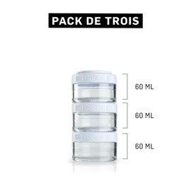 BlenderBottle GoStak Twist n' Lock Storage Jars, 100cc 3-Pak, White