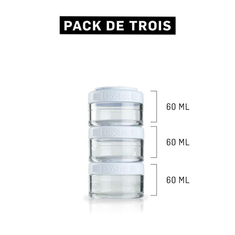 BlenderBottle GoStak Twist n' Lock Storage Jars, 100cc 3-Pak, White