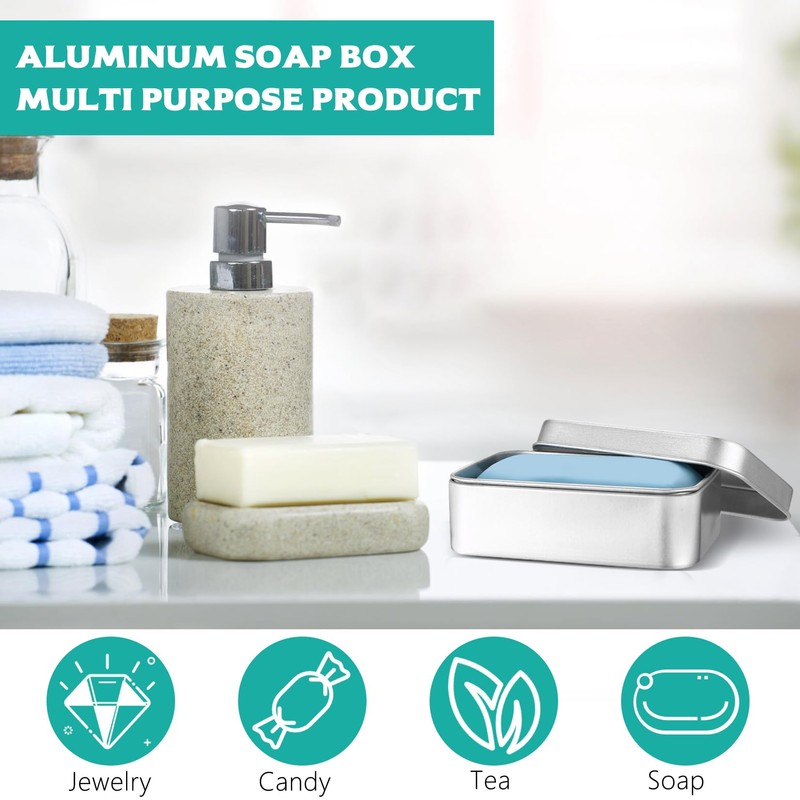 Tenbrachian 2 Pcs Travel Soap Cases, 150 ML Aluminum Soap